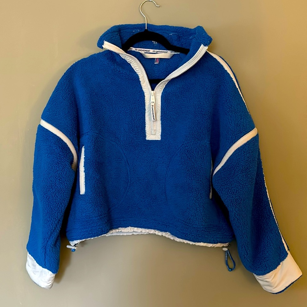 Free People Mountain High 1/2 Zip Fleece in Mid Atlantic combo (blue)